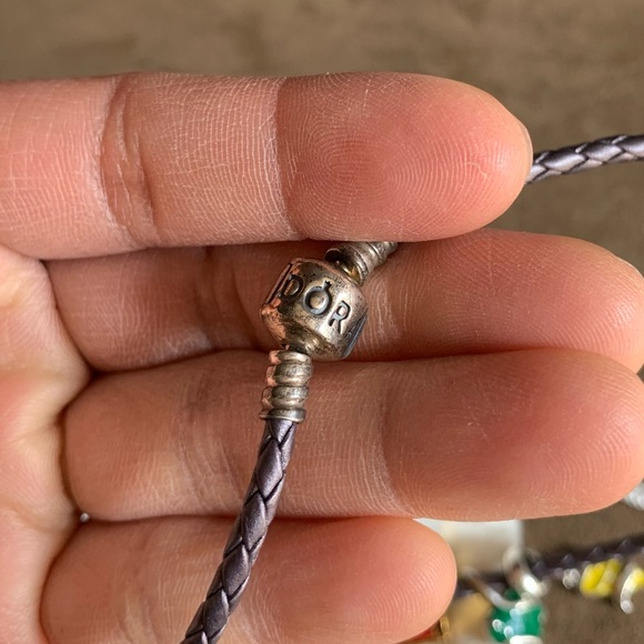 Pandora Purple Leather Bracelet Wrap Around Twice Necklace 9 Harry Potter Charms - Picture 10 of 13